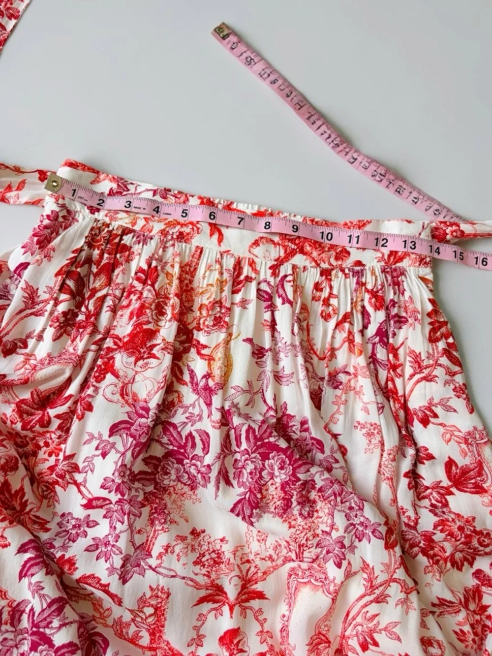 Maeve by Anthropologie Red and Rose Whimsical Print Midi Skirt Dipped Hem S - Picture 13 of 13